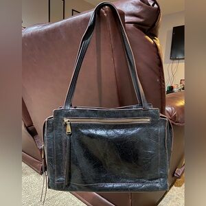 HOBO Vintage Hide Collection Affinity Bag Black Leather Double Handle Shoulder